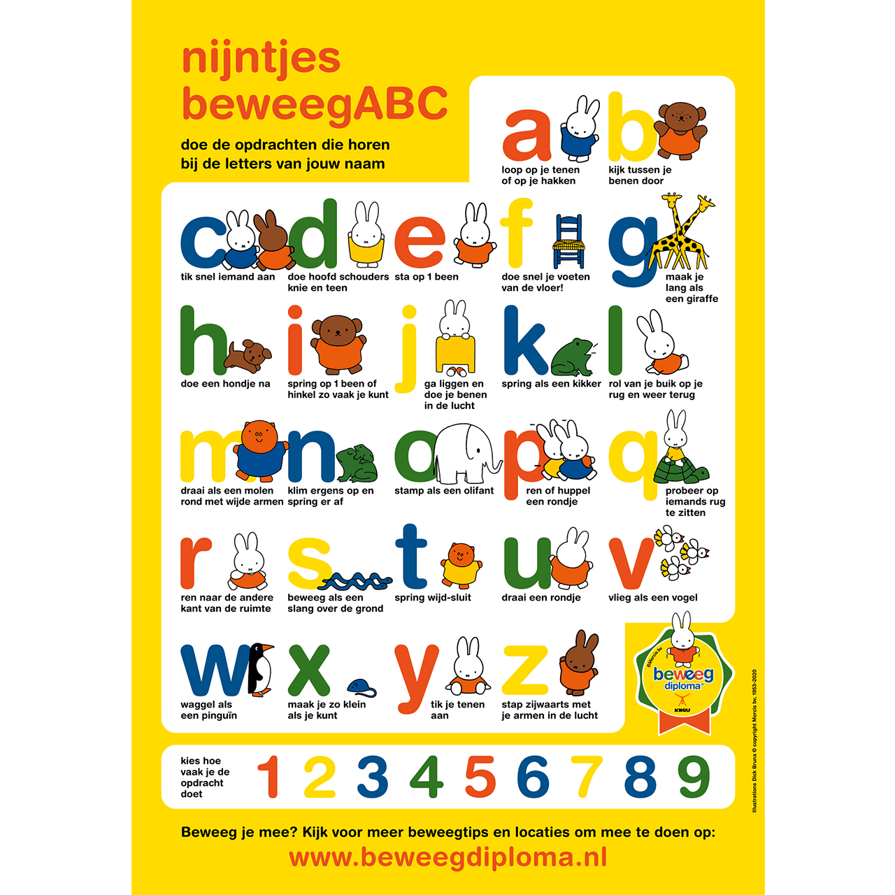 nijntje beweeg ABC poster